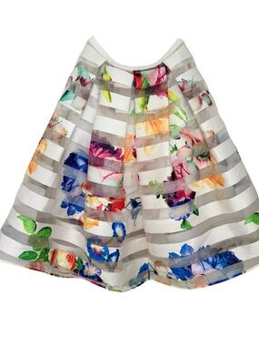 TED BAKER Floral Hoona A Line Midi Skirt Sz:4
